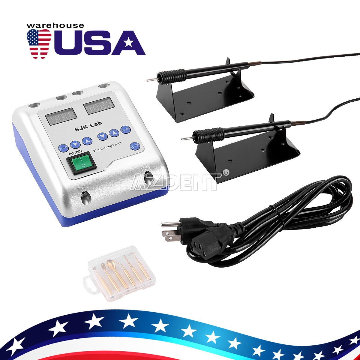 Dental Lab SJK Electric Waxer Carving Wax Knife Pencil+2pcs Pens+6pcs Tips USA
