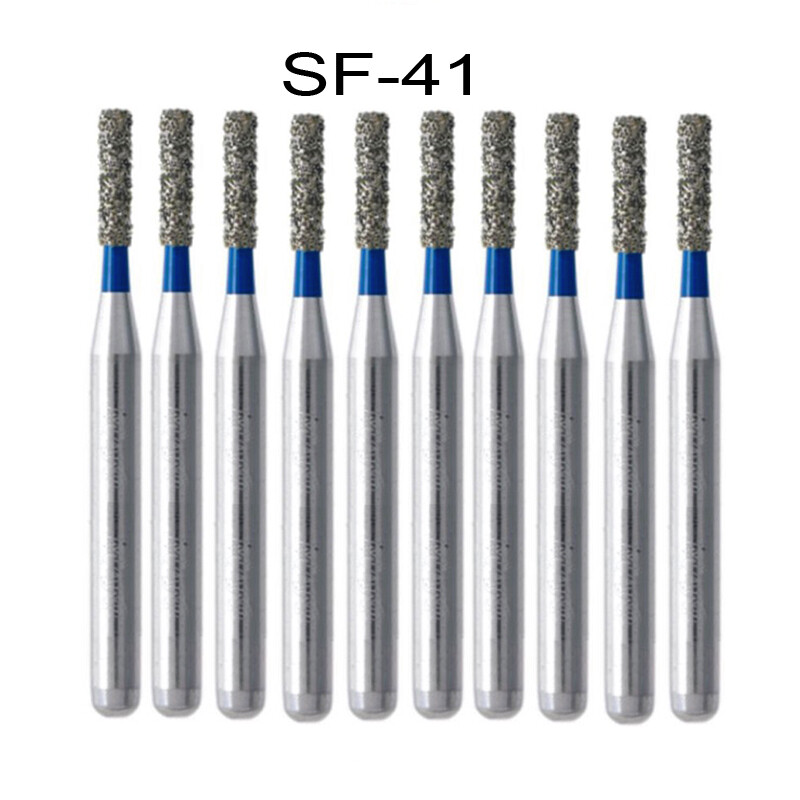 10Pcs Dental Diamond Burs FG Flat End Cylinder 835/010M SF-41 Standard HighSpeed