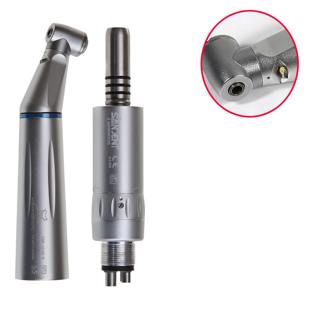 Dental SLow Speed LED Handpiece Optic Fiber Contra Angle Motor 4Hole Inner Water