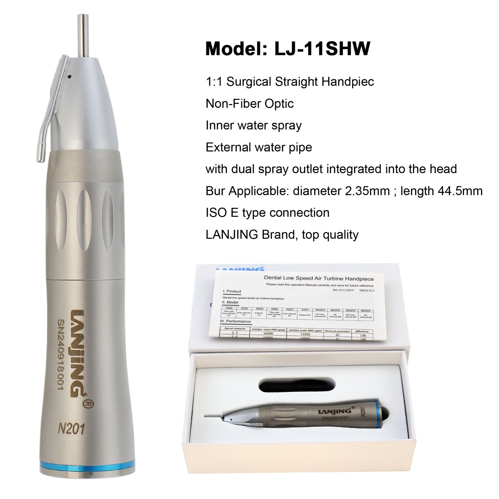 Dental 1:1 1:2 Surgical Straight Handpiece 20 Degree Angle External NSK SGS-E2S