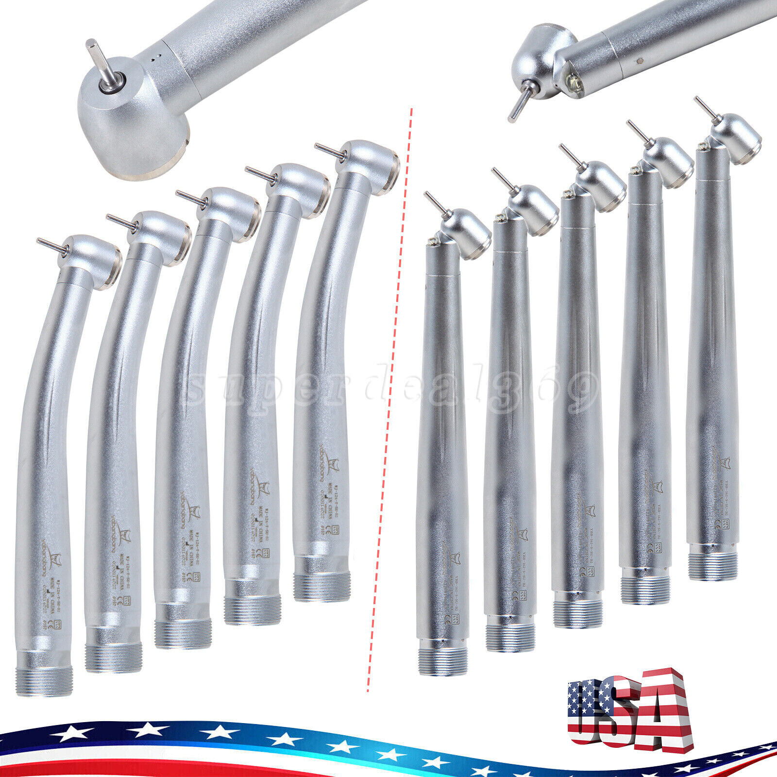 1/10 Dental High Speed Handpiece Turbine 45° degree (LED) Push 2/4H fit NSK tr