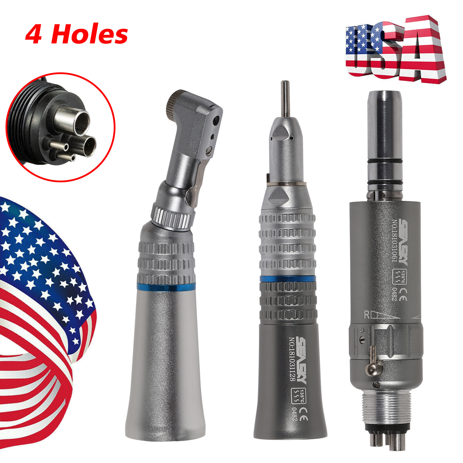 NSK Style Dental Slow Low Speed Handpiece Contra Angle Straight Motor 2/4Hole YP