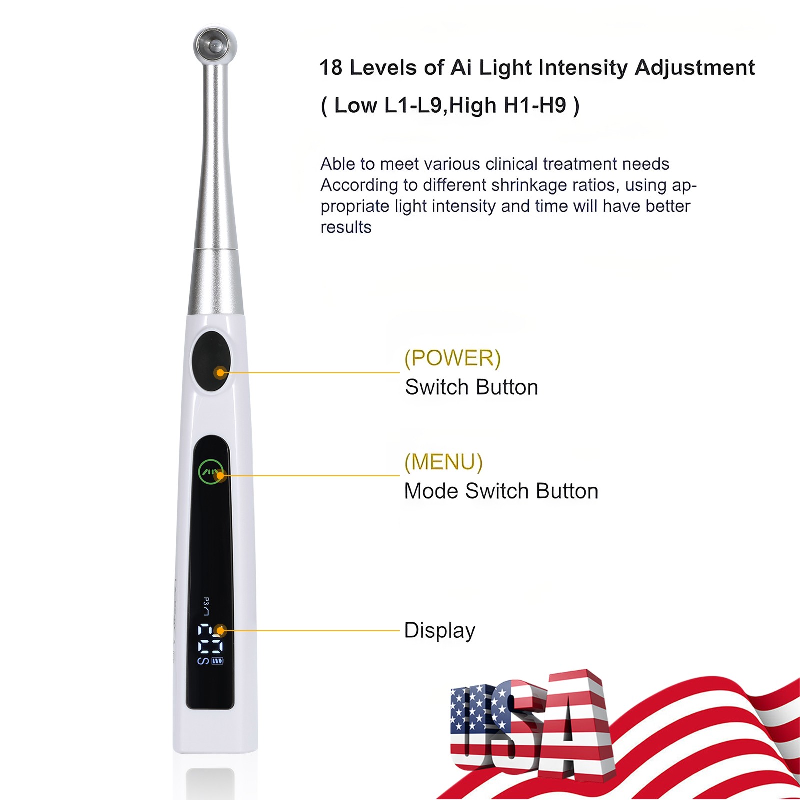 Cordless Dental LED Light Cur Lamp Metal Head 1S LED Curing Light Photopolymer