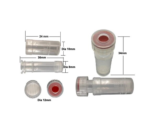 Azzota® Filter Vials, Nylon, Pore Size: 0.45um, 100/pk, (Caps included)