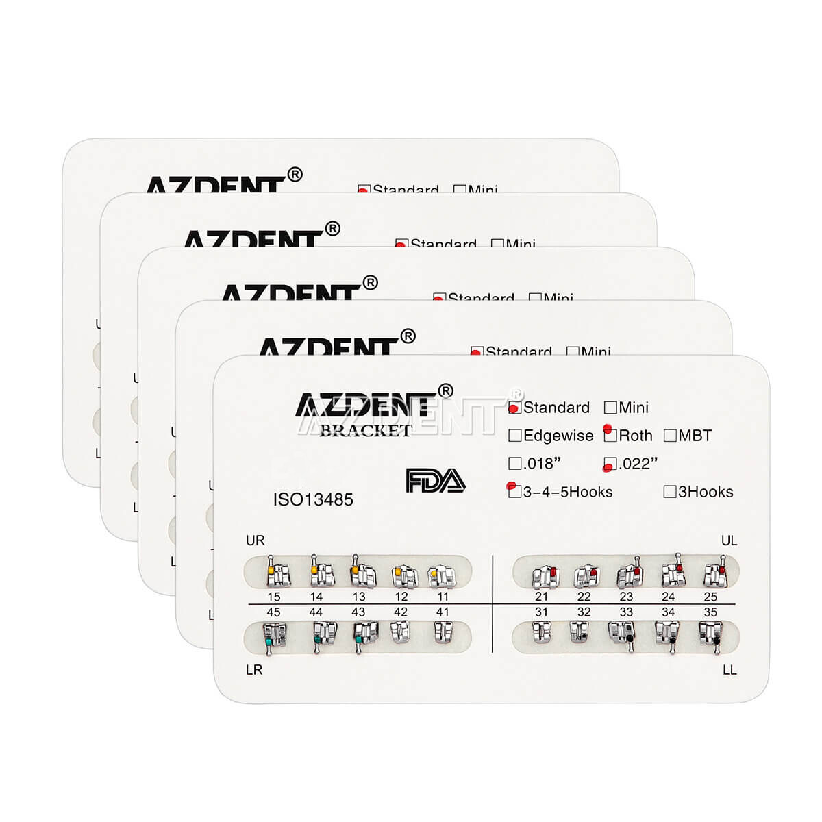 USA Dental Orthodontic Metal Brackets Braces Standard Roth.022 Hooks 345 AZDENT