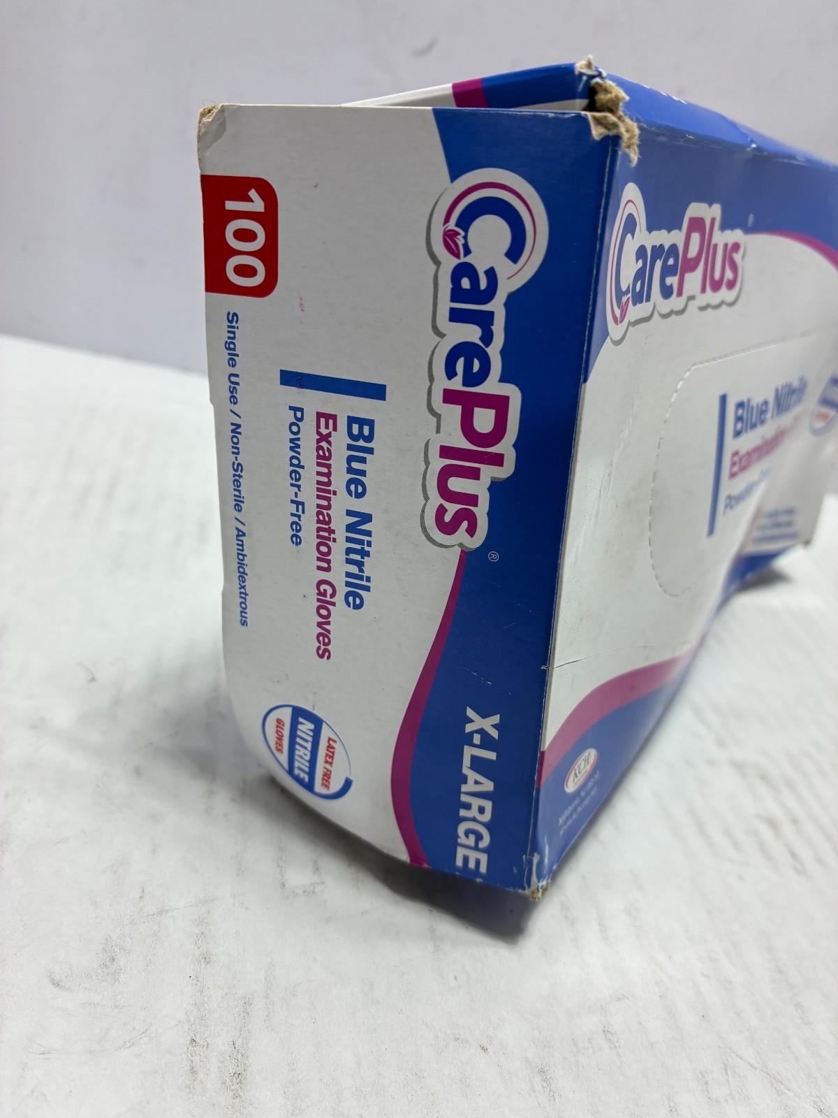 CarePlus Blue Nitrile Examination Gloves Powder Free X-Large 100 Pcs