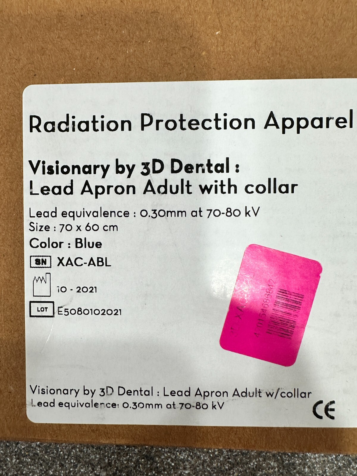 LEAD APRON ADULT WITH COLLAR, ROYAL BLUE, NEW