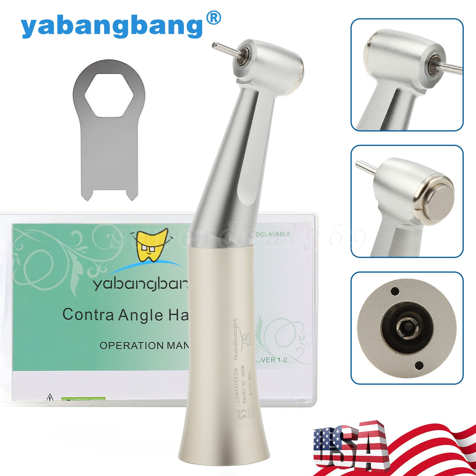 1-5 PCS Dental Low Speed Handpiece Push Contra Angle fit FG Burs 1.6mm E-type dt