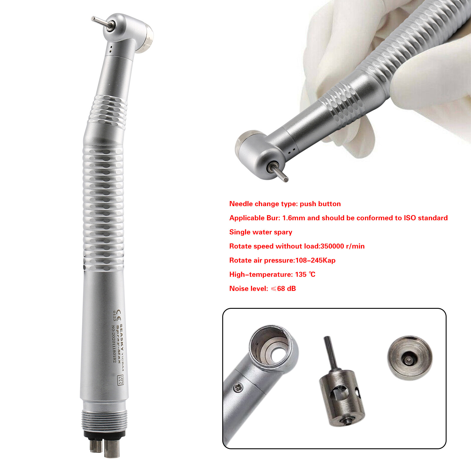 Dental High Speed Handpiece Push Button 4H Air Turbine Fit NSK Pana Max STNABM