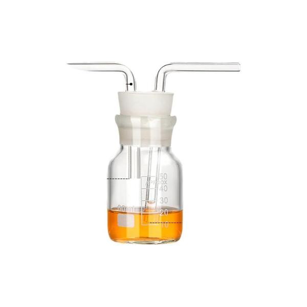 800ml Graduated Gas Washing Bottle Lab Supply Glassware w/ Scale Rubber Stopper