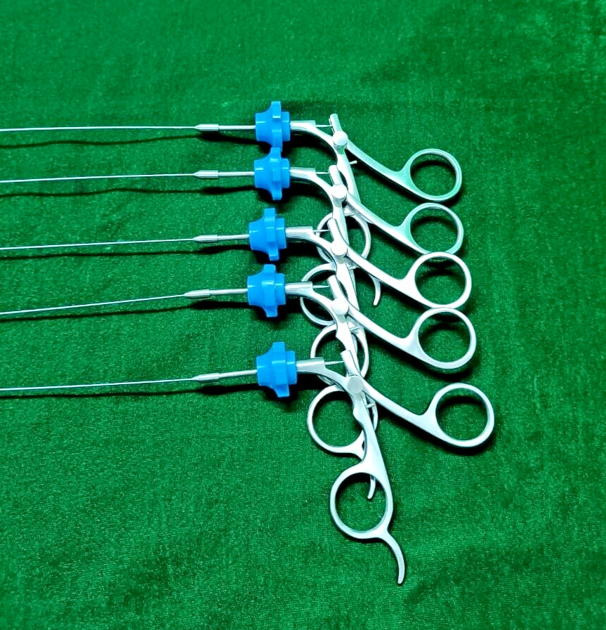 5pc Hysteroscopy Urology Semi Rigid Scissor 5FR Blue Rotar Reusable Instruments