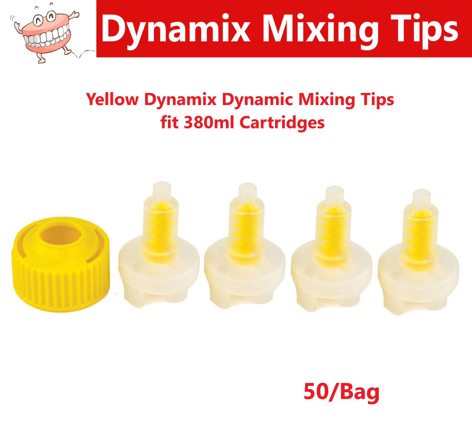 Dental Dynamic Mixing Tips for Automated Impression machine Yellow Upto 200/Bg
