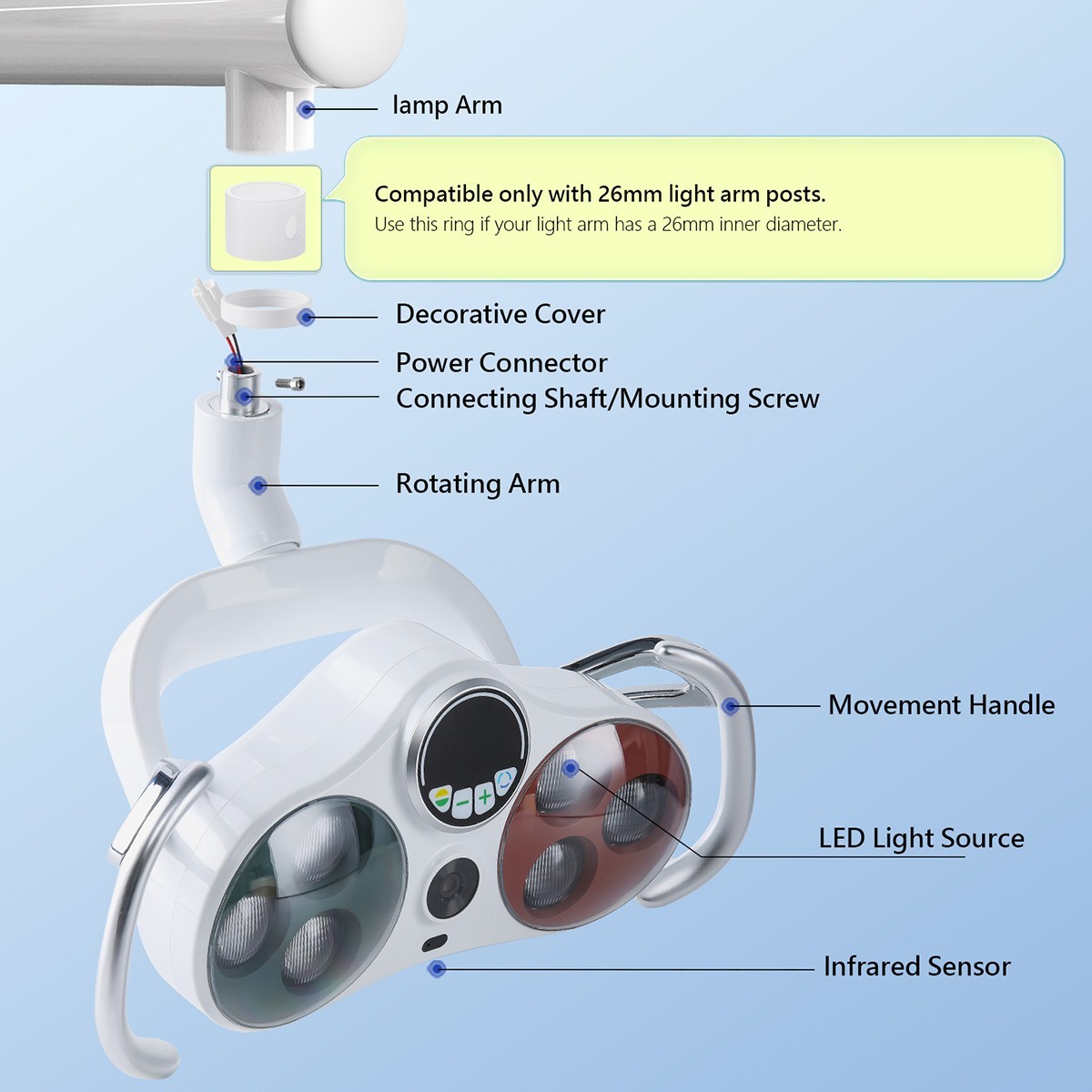 Dental LED Operation Light Sensor Lamp w/ Camera & Monitor for Dental Chair Unit