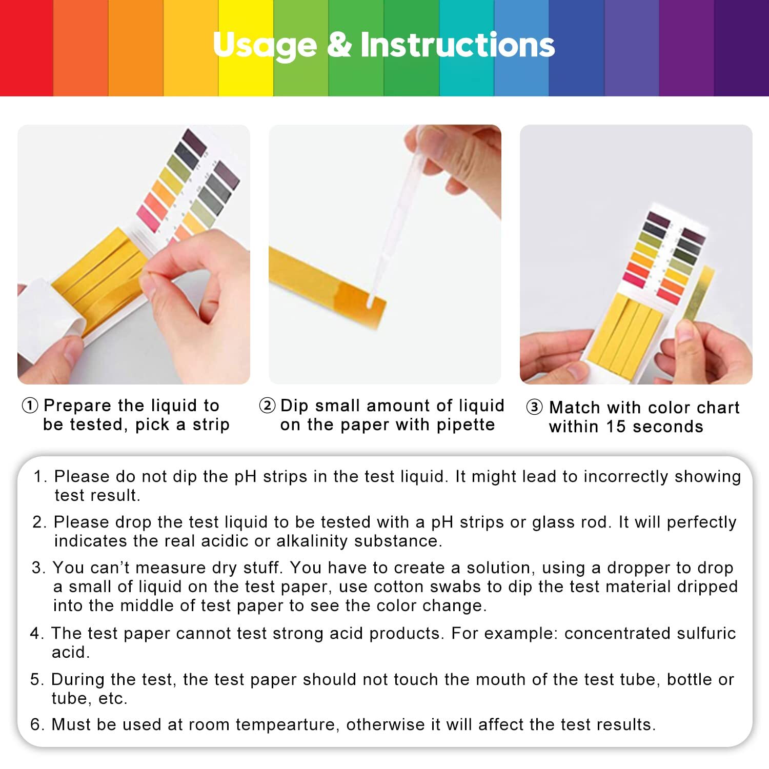 800X pH Indicator Test Strips 1-14 Laboratory Paper Litmus Tester Urine Saliva