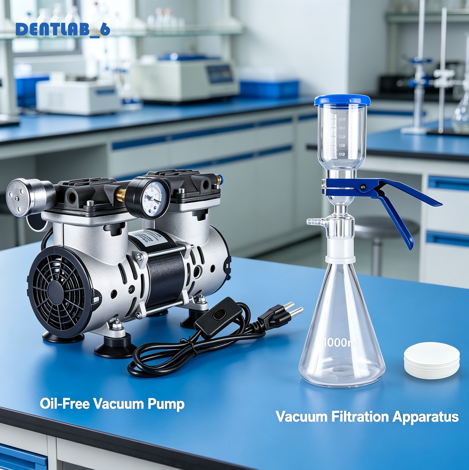 380W 85 L/min Lab Vacuum Pump 1000ml Lab Vacuum Filtration Distillation Glass US