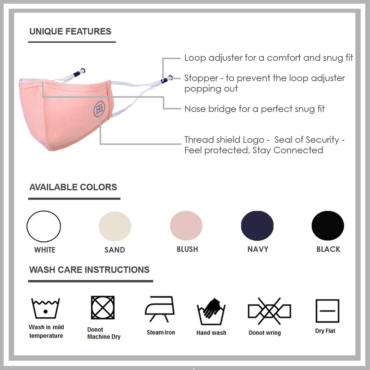 (7 – Pack) for Adults, Blush 100% Cotton, Three Layer Protection, Washable & …