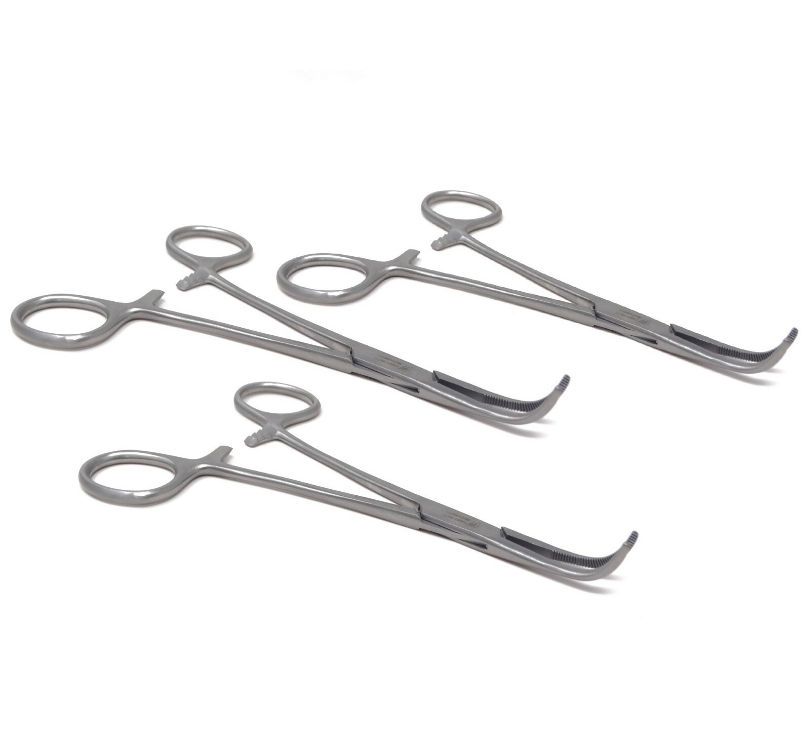 3 Full Curved Stainless Steel Right Angled Hemostat Forceps 6″ Serrated