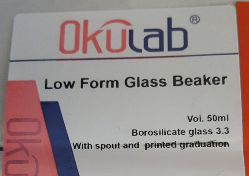 Okulab 50mL Low Form Glass Lab Beaker 1Box (12 pcs)