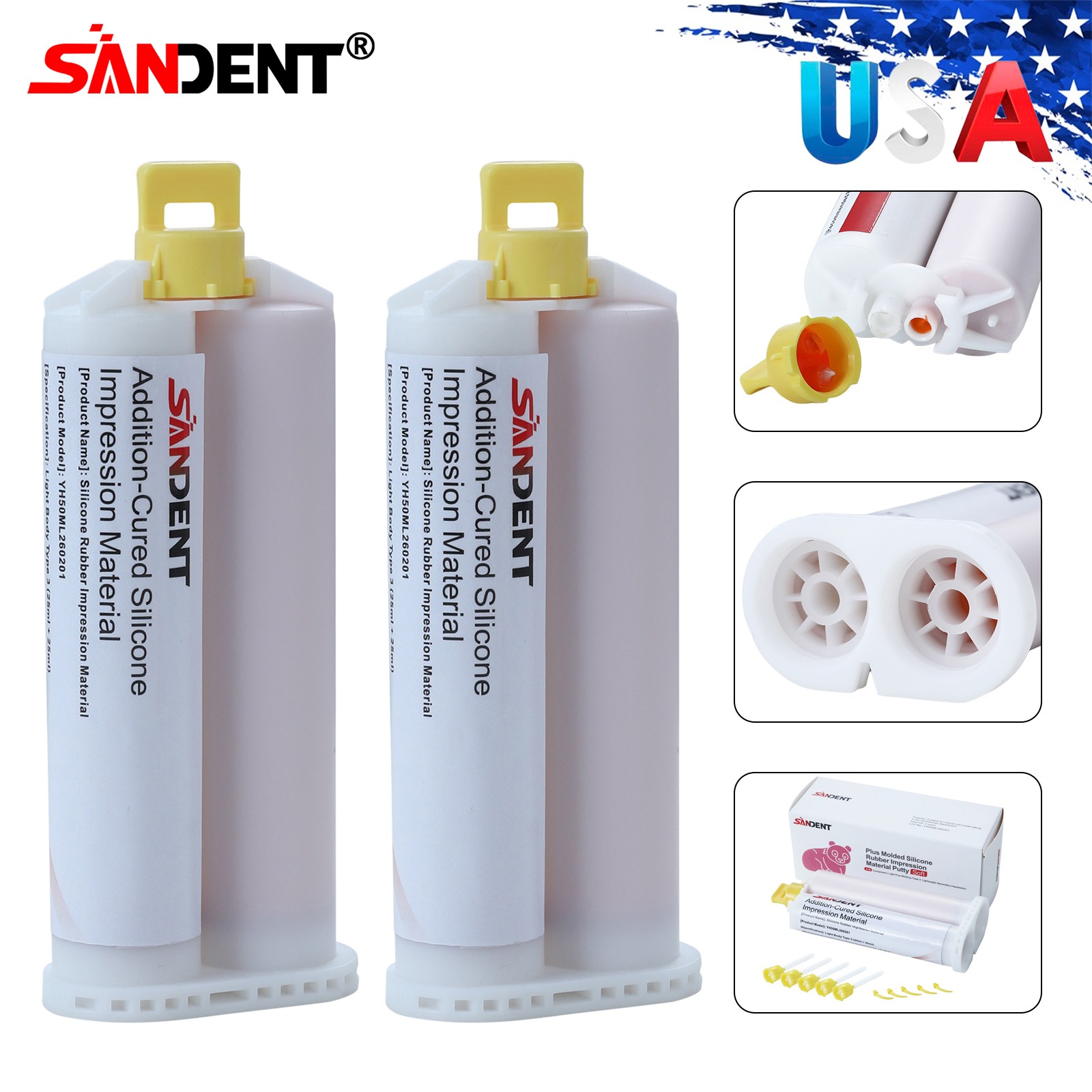 VPS Impression Material Light Body Fast Set 2/Pk 50ml Cartridge 10 Mixers 10Tips