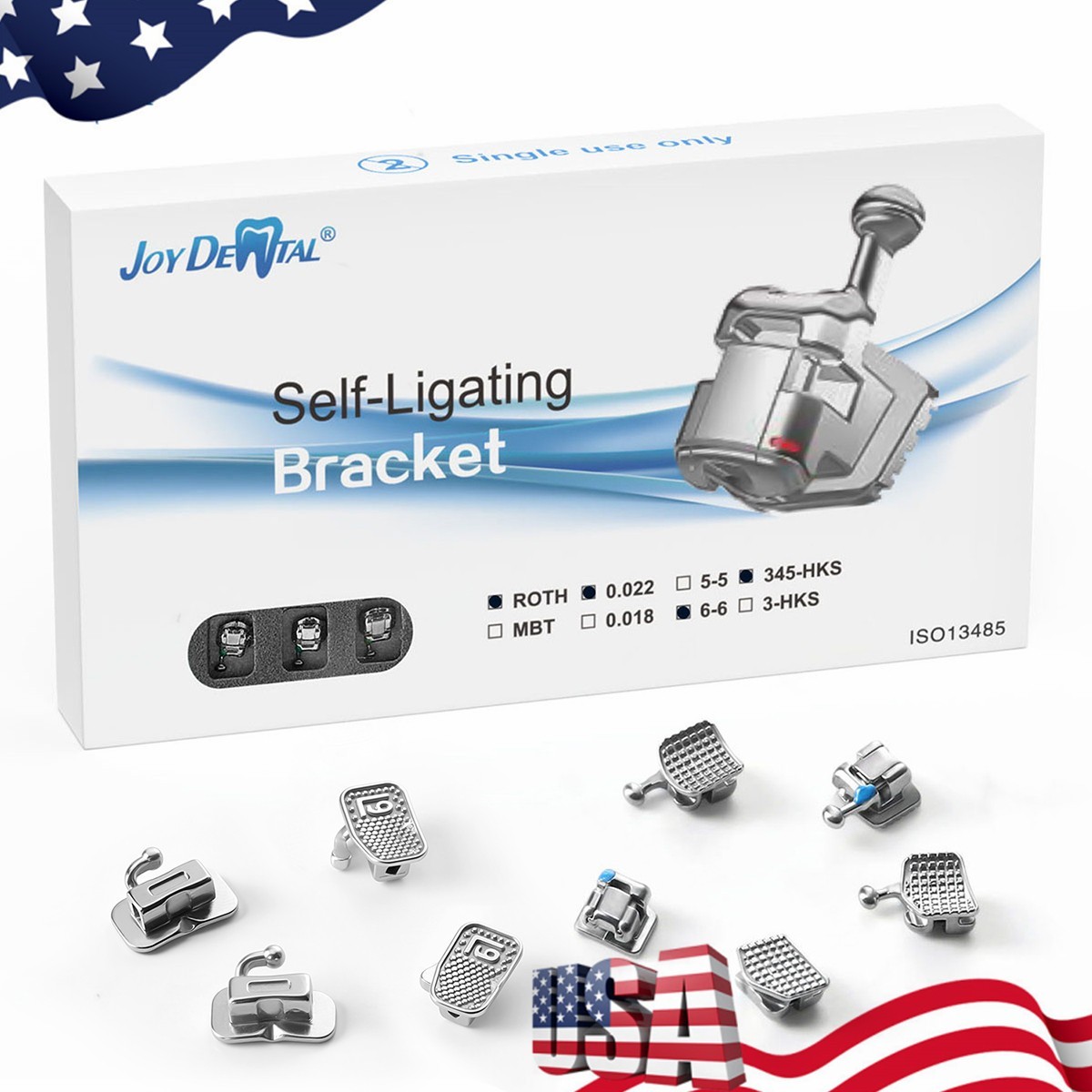 24pcs AZDENT Dental Ortho MIM Self Ligating Bracket Mini Roth.022 Hooks 345
