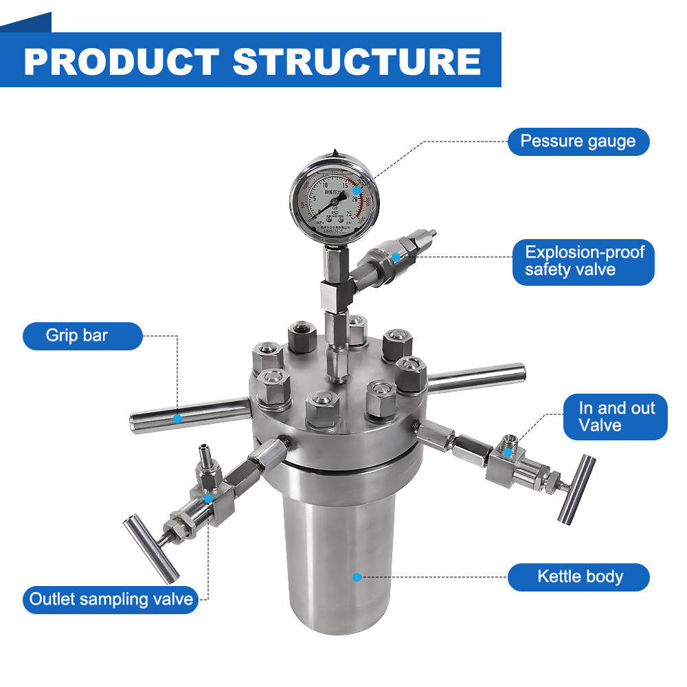 0.25L Lab High Pressure Hydrothermal Reactors Chemical Autoclave Vessel 22MPa
