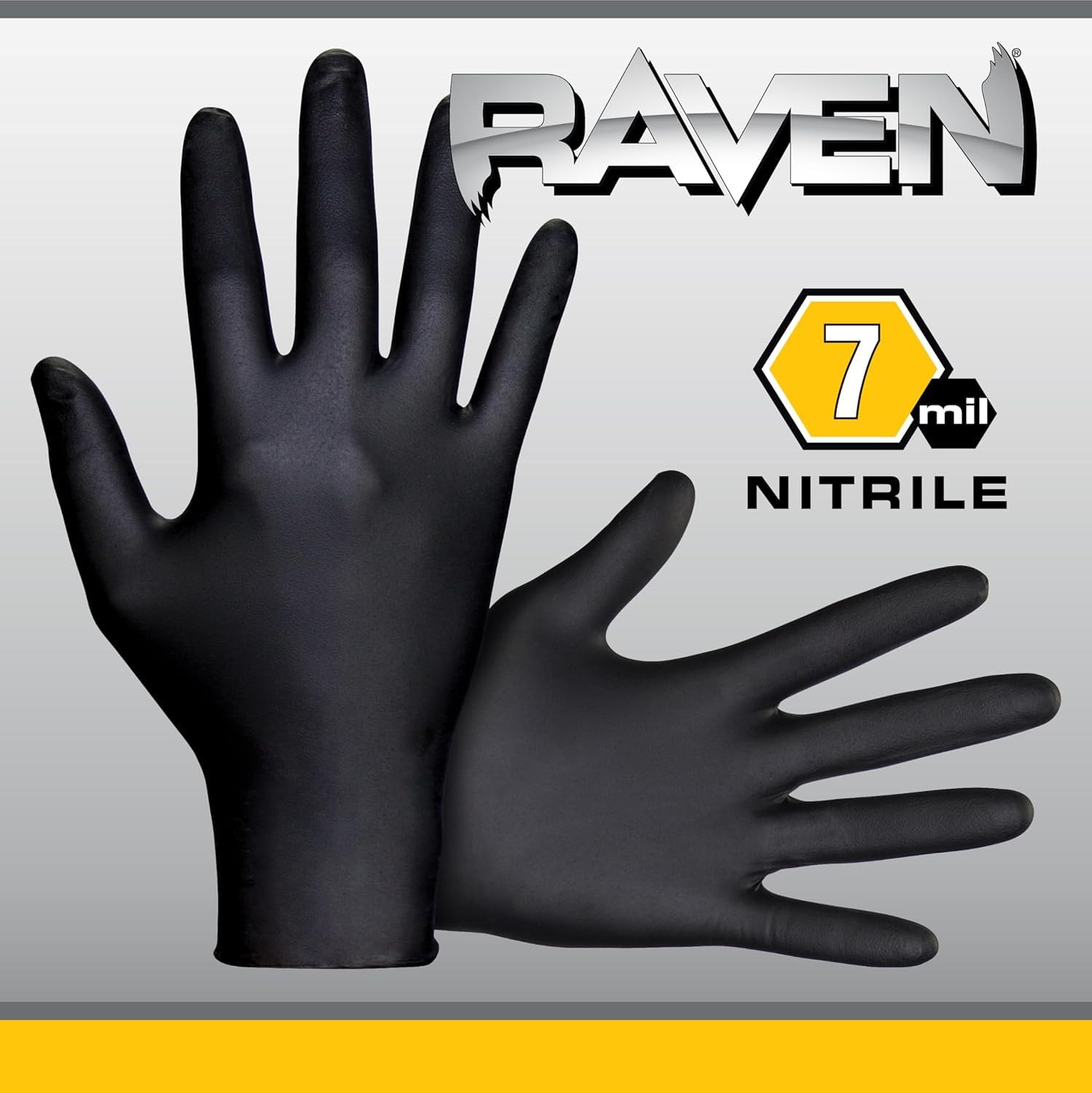 Safety 66519 Raven Powder-Free Nitrile Disposable Glove, X-Large, 7 Mil Thick (P