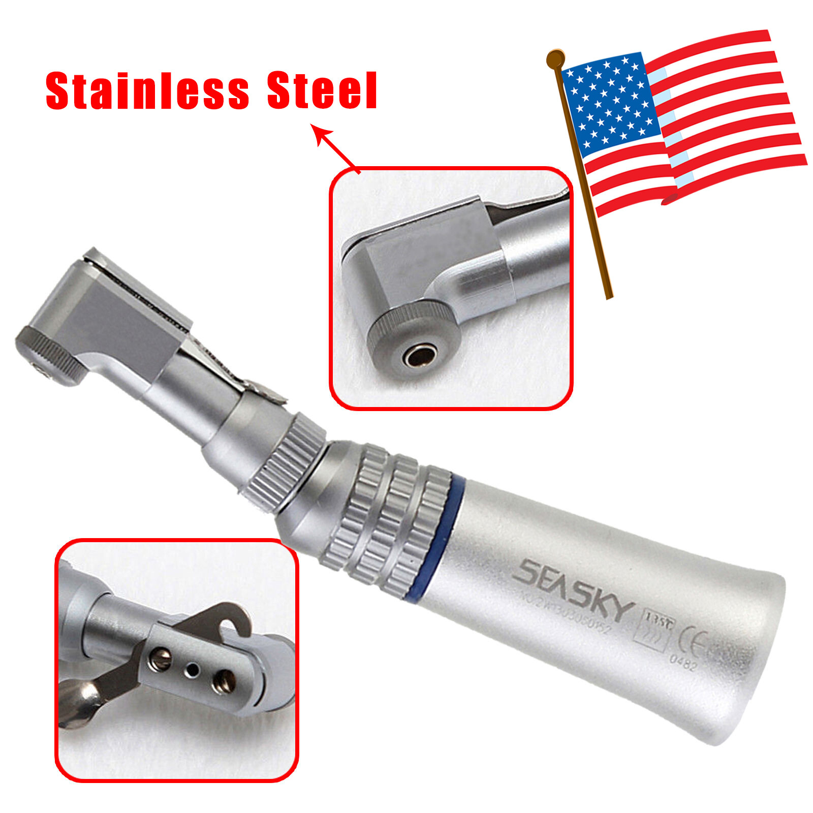 NSK Style Dental Slow Low Speed Handpiece Contra Angle Push Latch+Air Motor 2/4H