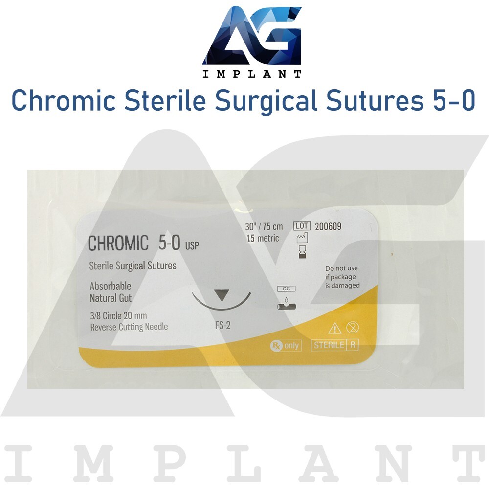 5-0 Chromic Gut Sterile Training 75cm Sut ures Brown Braided 12pc