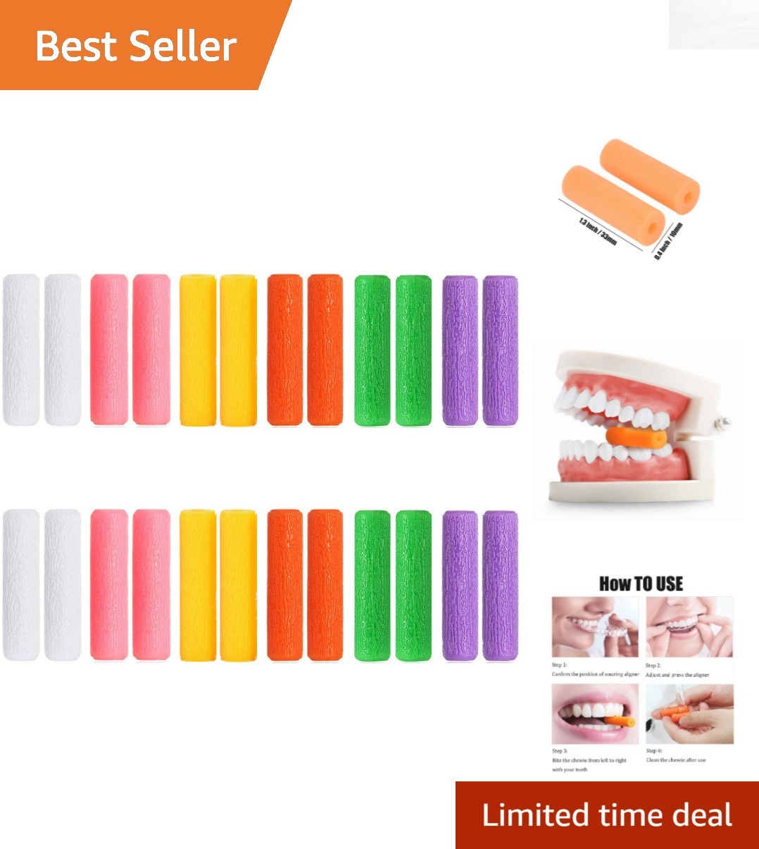Vibrant 24-Pc Orthodontic Chewies: Soft Silicone Aids for Aligners in 6 Colors