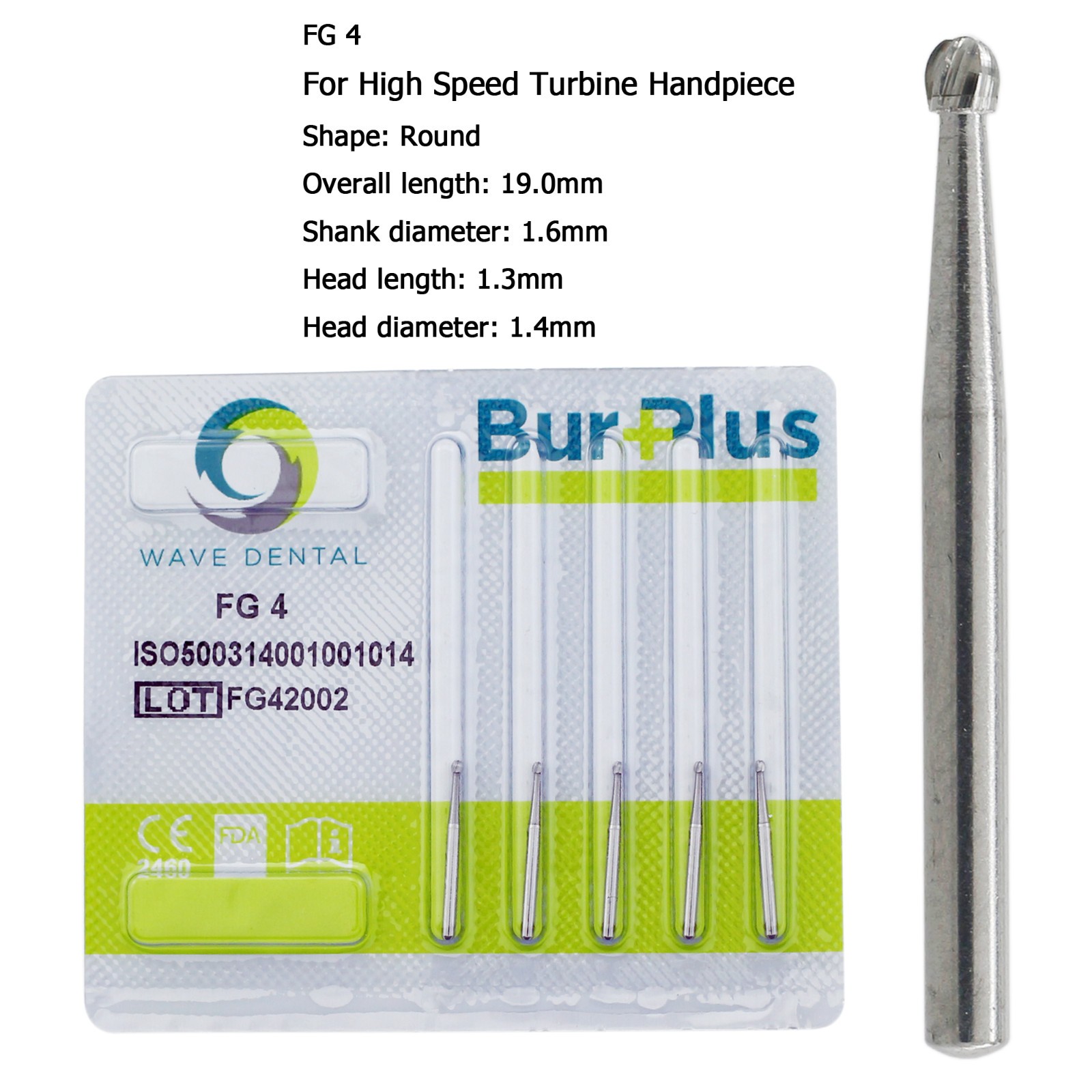 Wave Dental Round Carbide Burs High Speed Bur FG 1/4 2 4 6 8 Friction Grip Prima