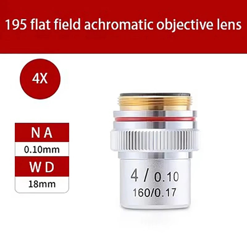 4X 10X 20X 40X 60X 100X Achromatic Objective Lens 195 mm Tube Length 160 mm
