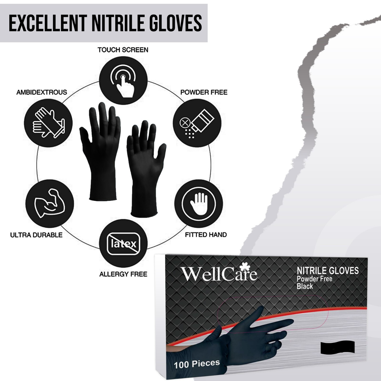 Black Nitrile Industrial Disposable Gloves 4.5Mil, Latex/Powder Free 200-1000 Ct