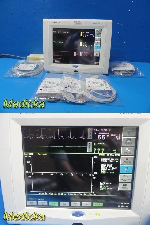 Spacelabs 91370 Ultraview SL Monitor- 91496 Module – ECG/SpO₂/NIBP/Temp ~ 38418