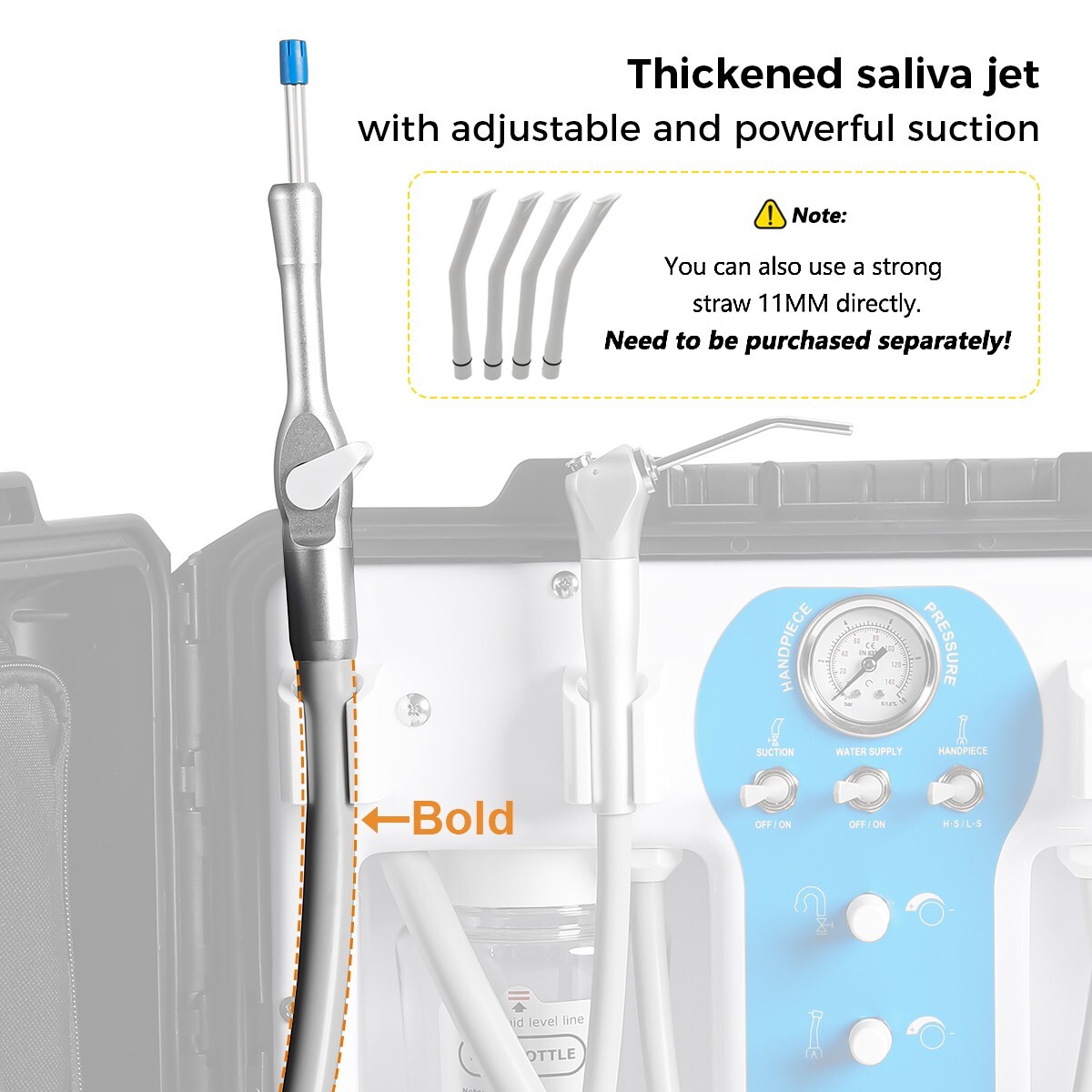 Portable Dental Chair Unit w/ Air Compressor 600W 118L/min Saliva Ejector