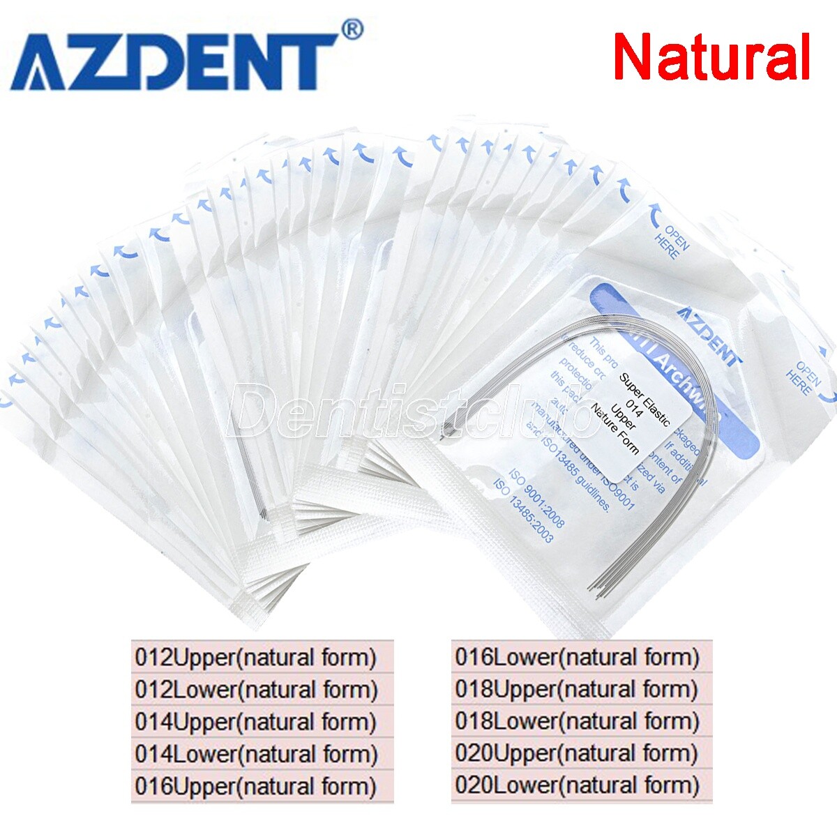 5Pack AZDENT Dental Orthodontic Super Elastic Niti Round Arch Wires Nature Form