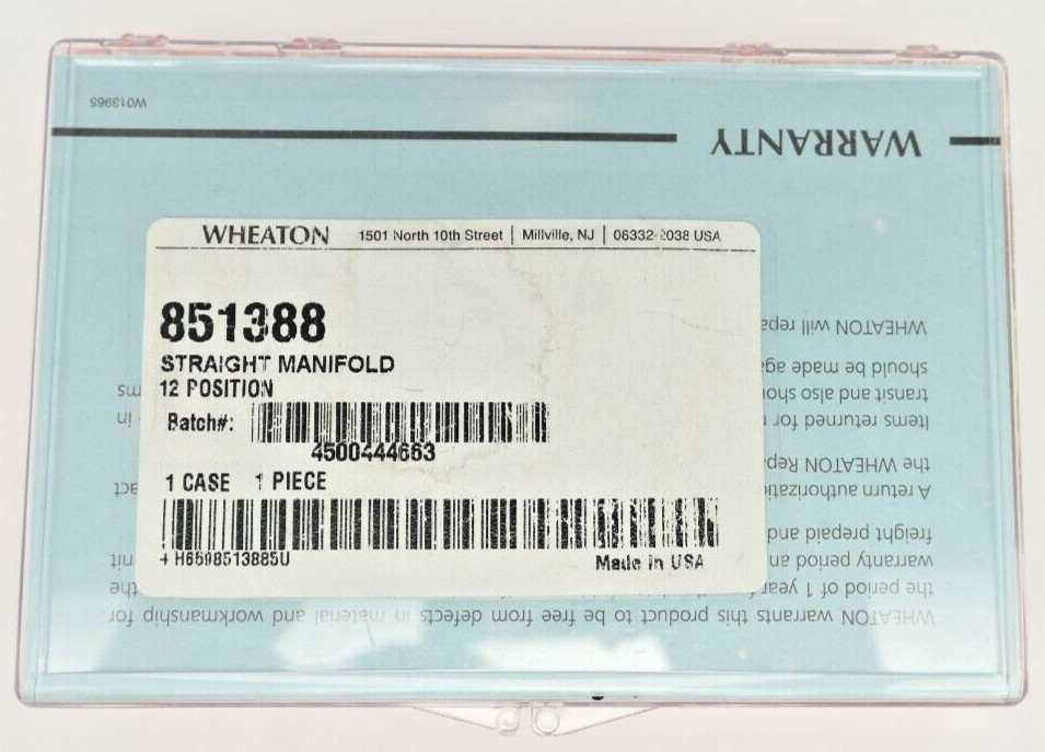 Wheaton 12 Position Refillable Syringe Microtest Manifold Straight 96Well 851388
