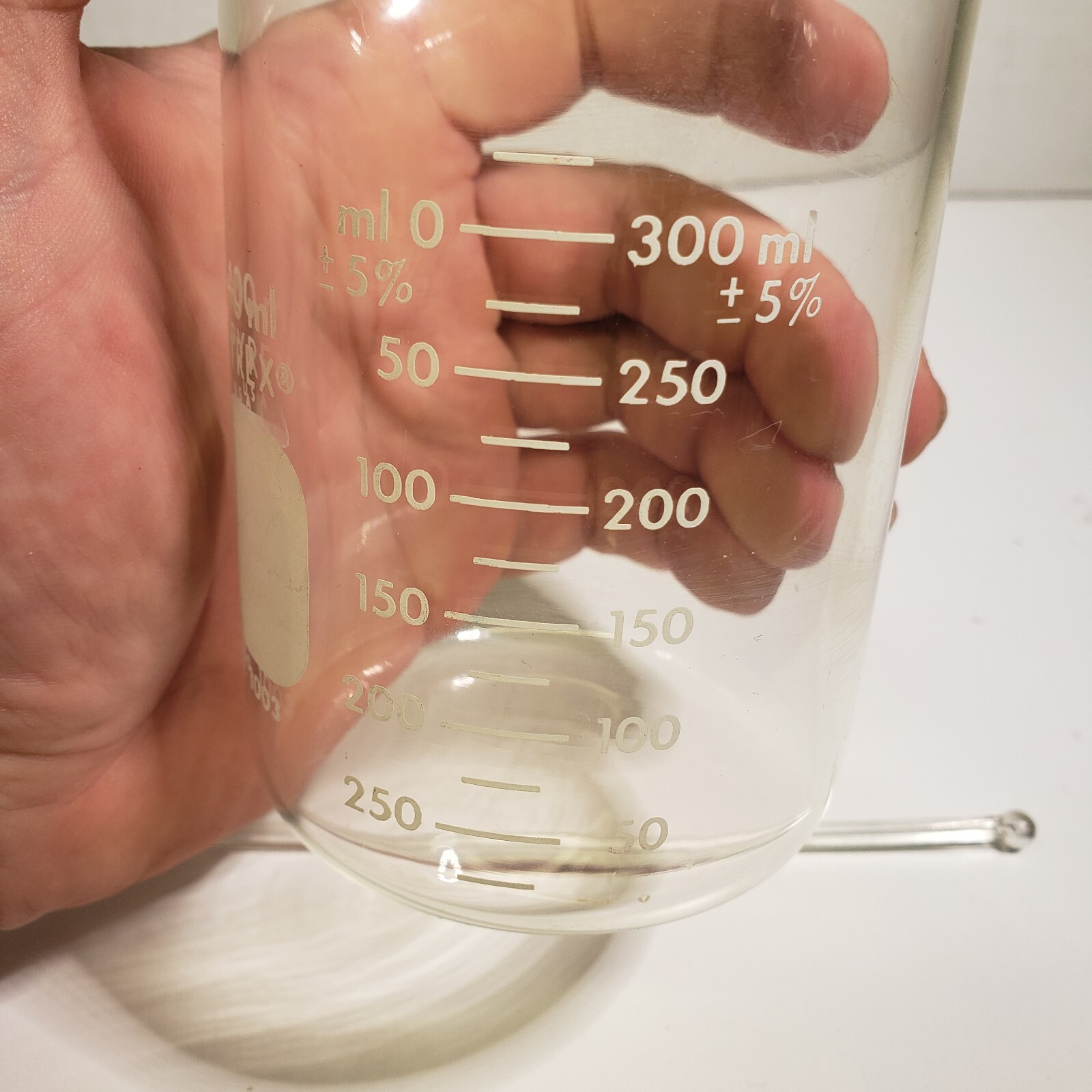 400ml Glass Beaker, Griffin Low Form Graduated, PYREX No. 1003 USA w/ Stir Stick
