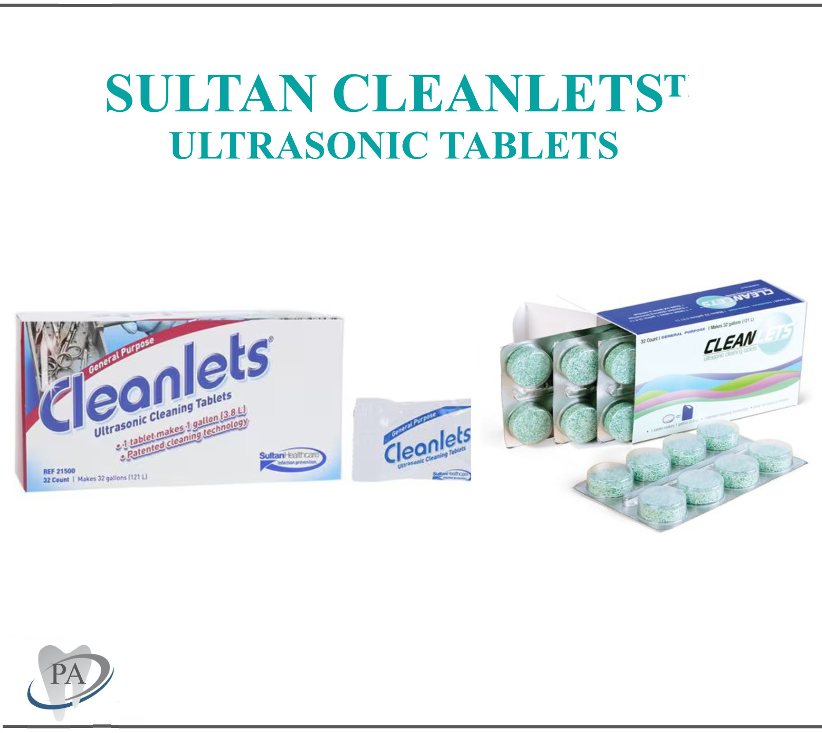 Dental SULTAN CLEANLETS ULTRASONIC TABLETS, Tartar & Stain or Cleaning, 32/bx