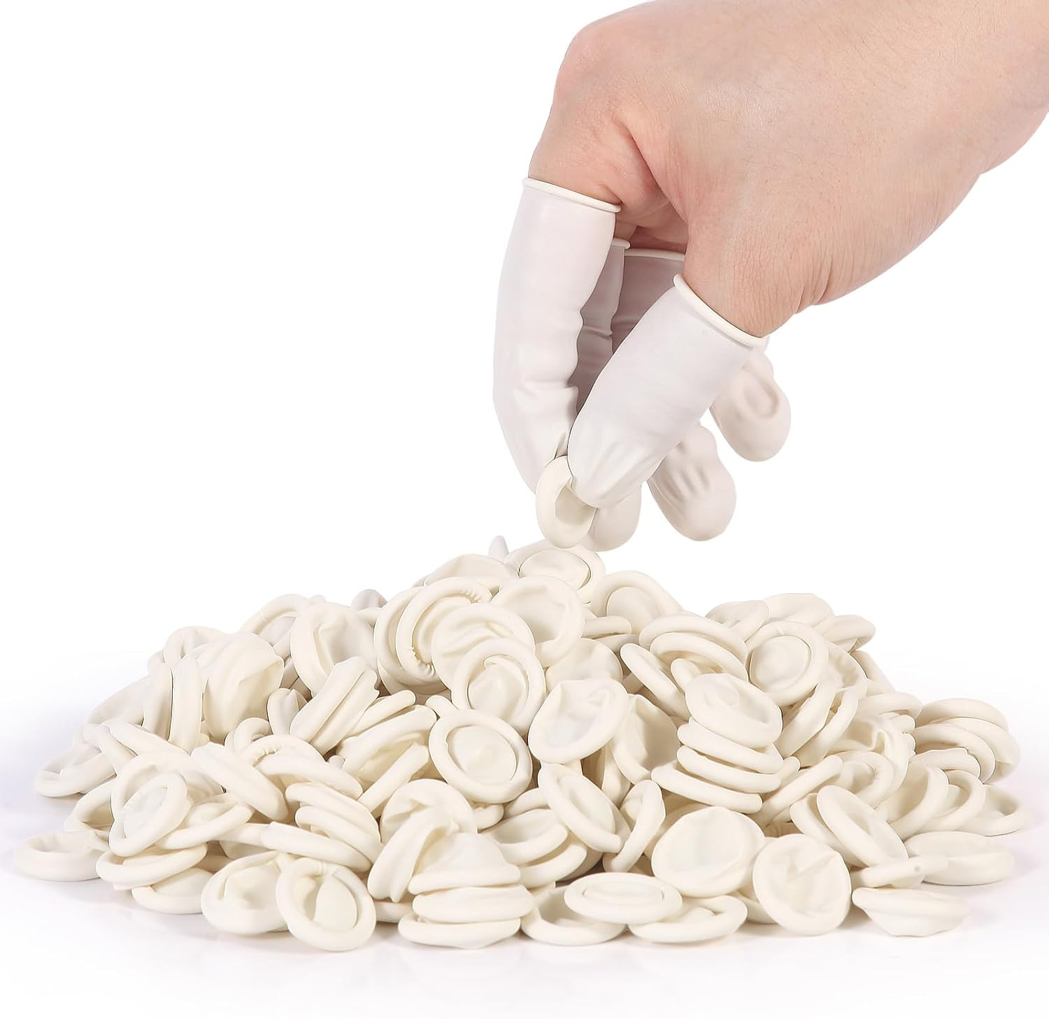 White Latex Finger Cots Finger Protectors, Disposable Medium-Sized Finger Gloves
