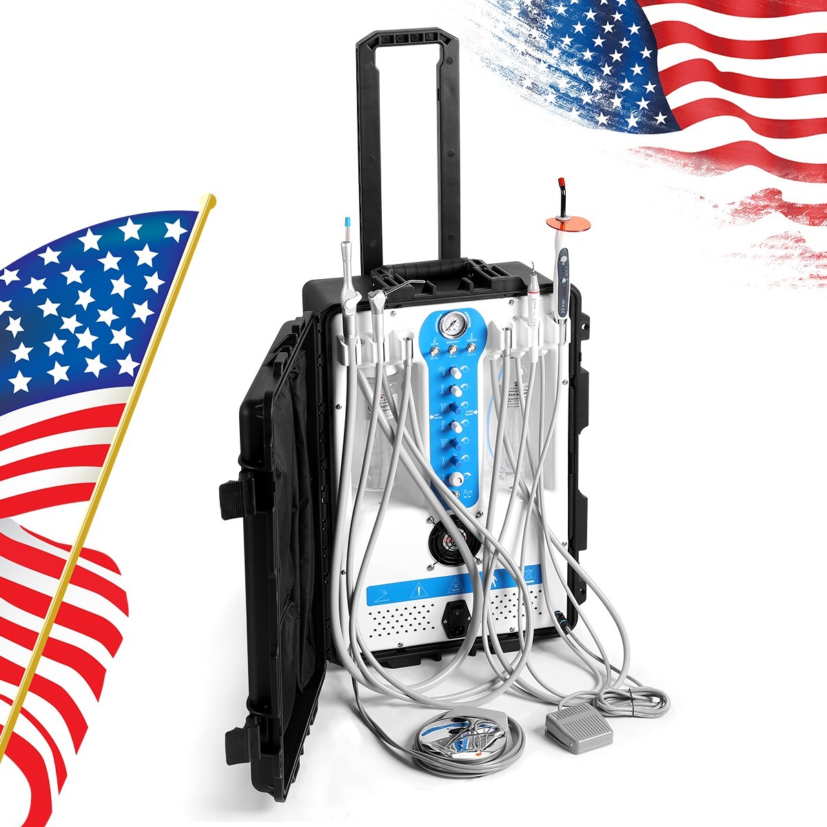 Portable Dental Chair Delivery Unit 600W Oil-Free Compressor 3-Way Syringe P206S