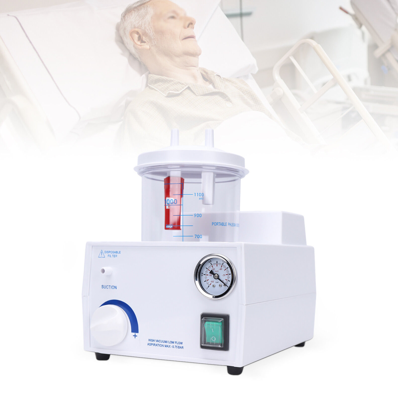 Vacuum Phlegm Quiet Suction Unit Portable Medical Emergency Aspirator Machine