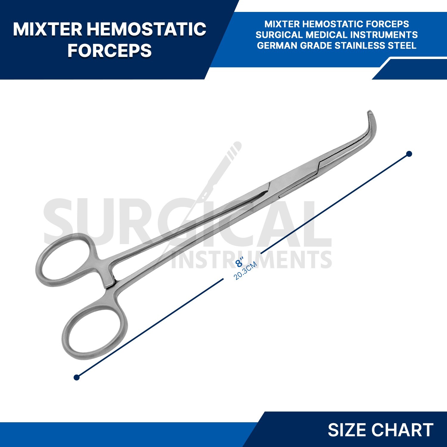 MIXTER Forceps Surgical Veterinary Instruments 8″ – Fully Curved German Grade