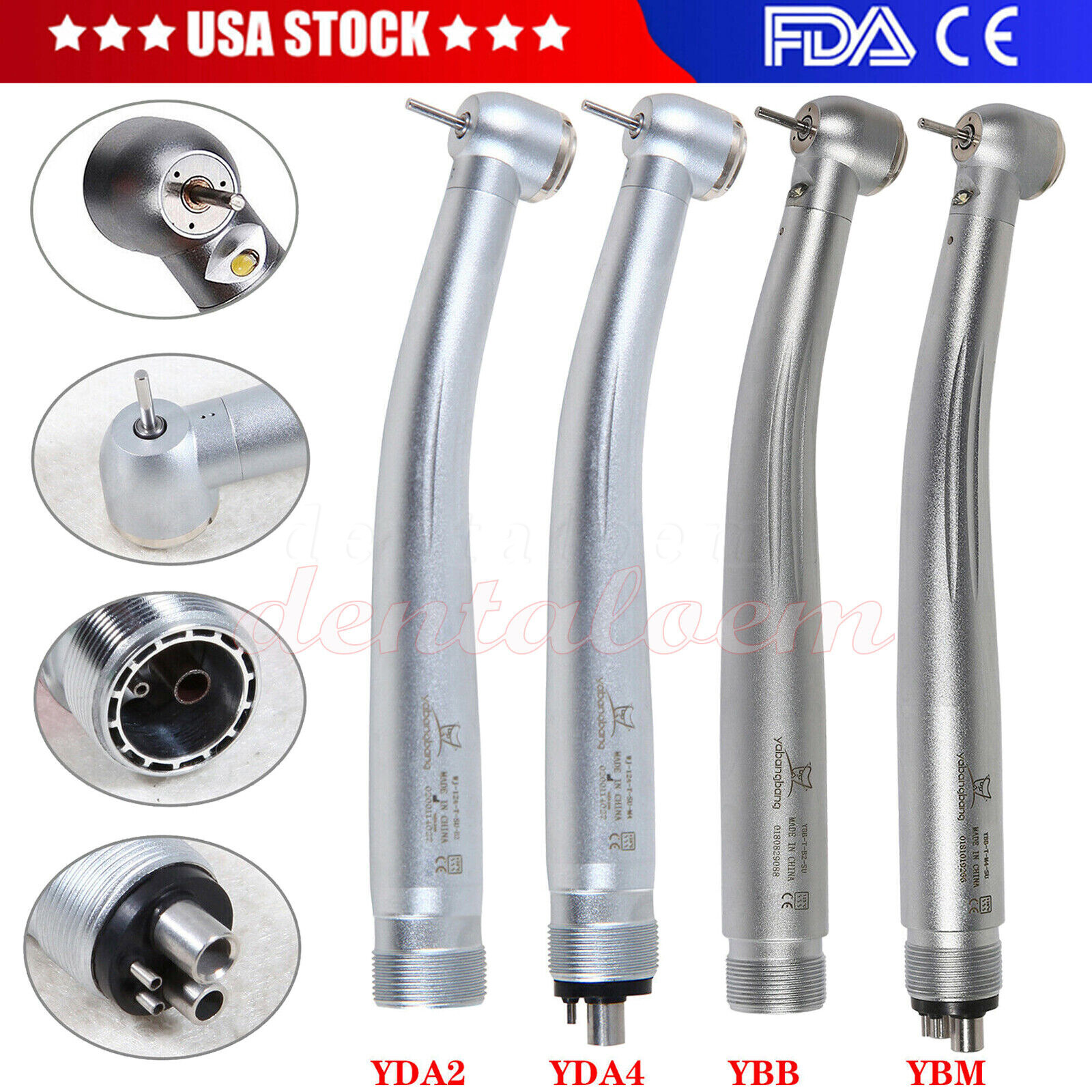 Dental (LED E-generator) High Speed Handpiece Push Button 2Holes/4Holes Surgical