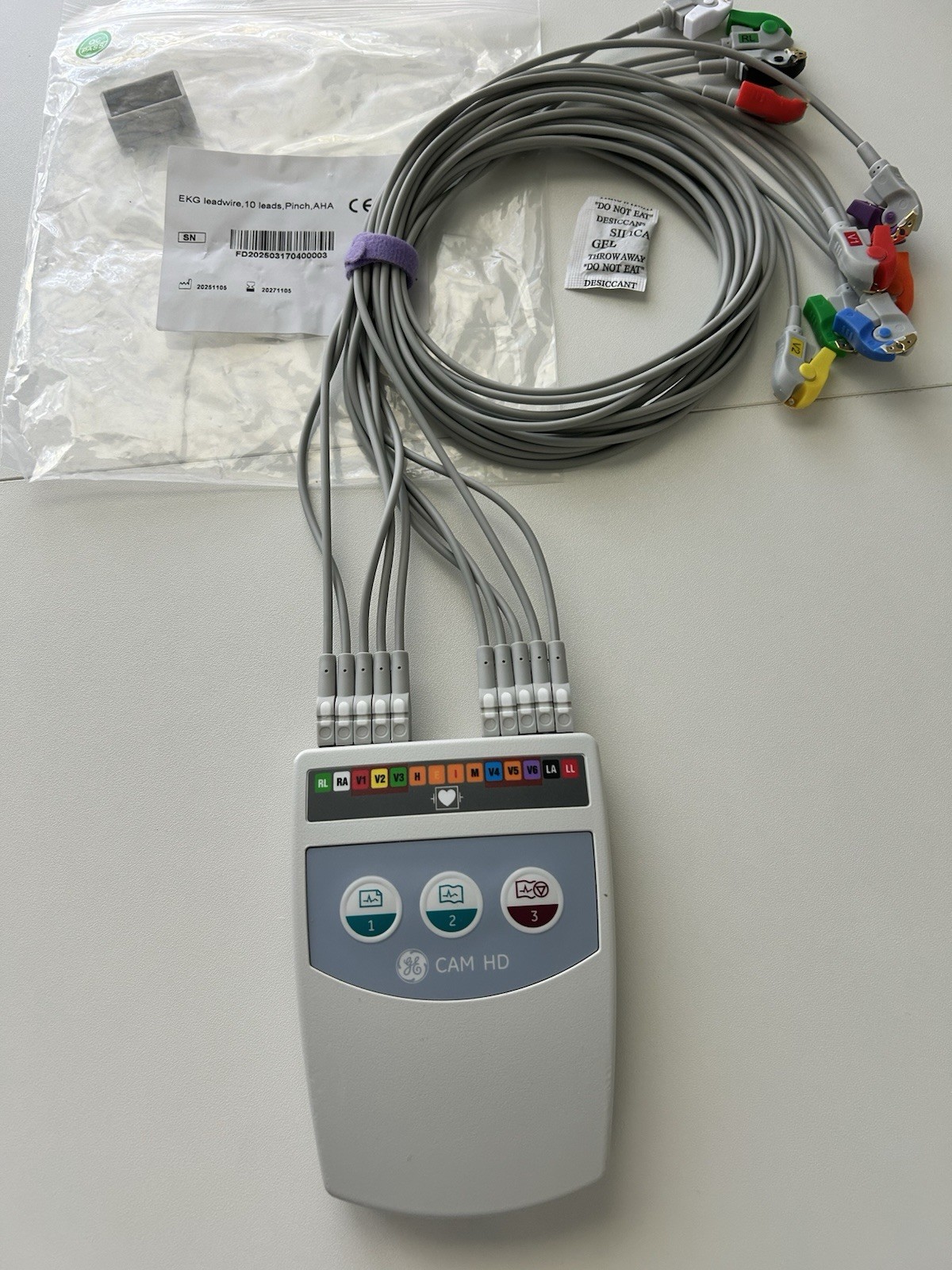 MNF 2024 GE Marquette CAM 14 HD ECG Acquisition Module New Cable Leads