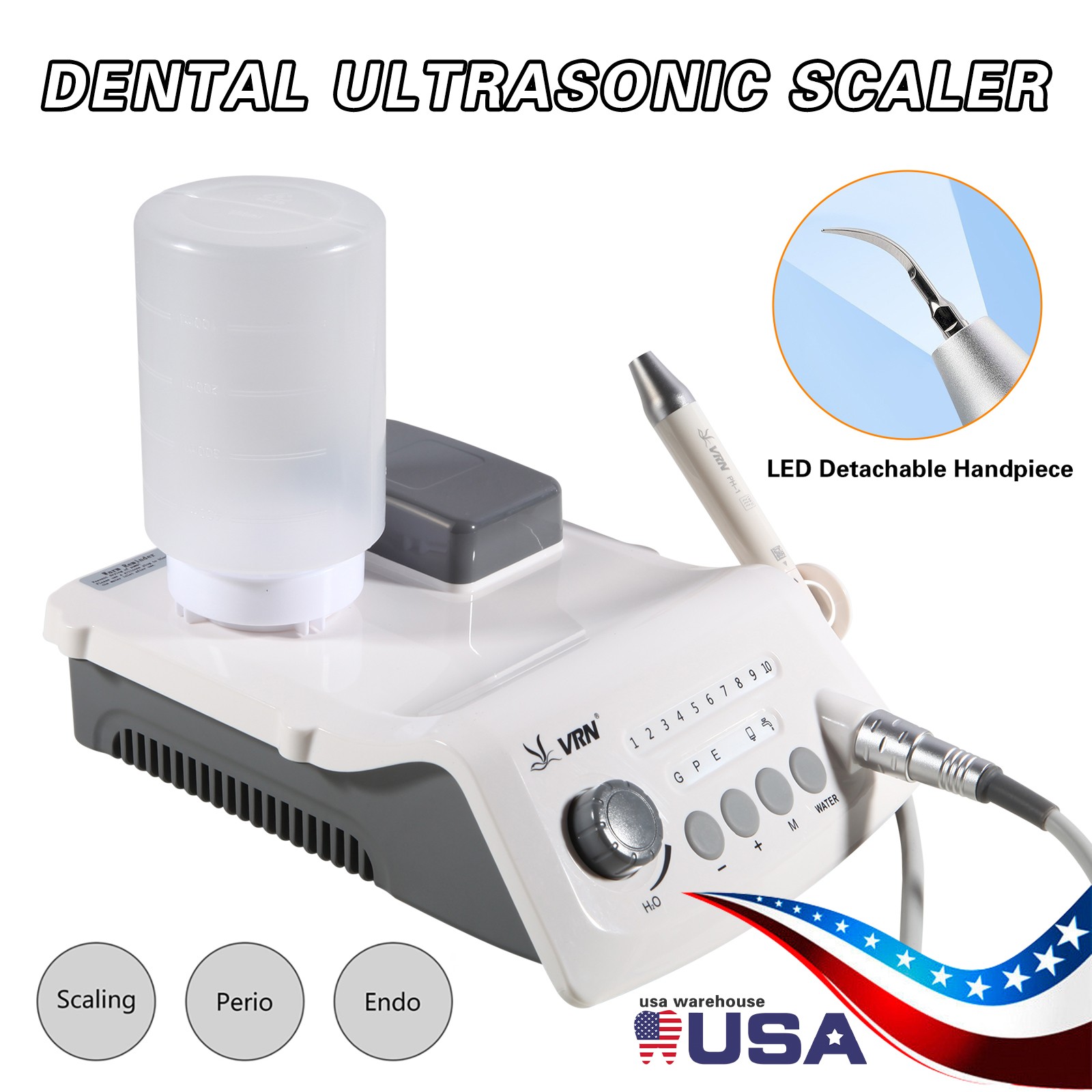 LED Dental Ultrasonic Piezo Scaler Scaling Perio Endo USA STOCK Bottle