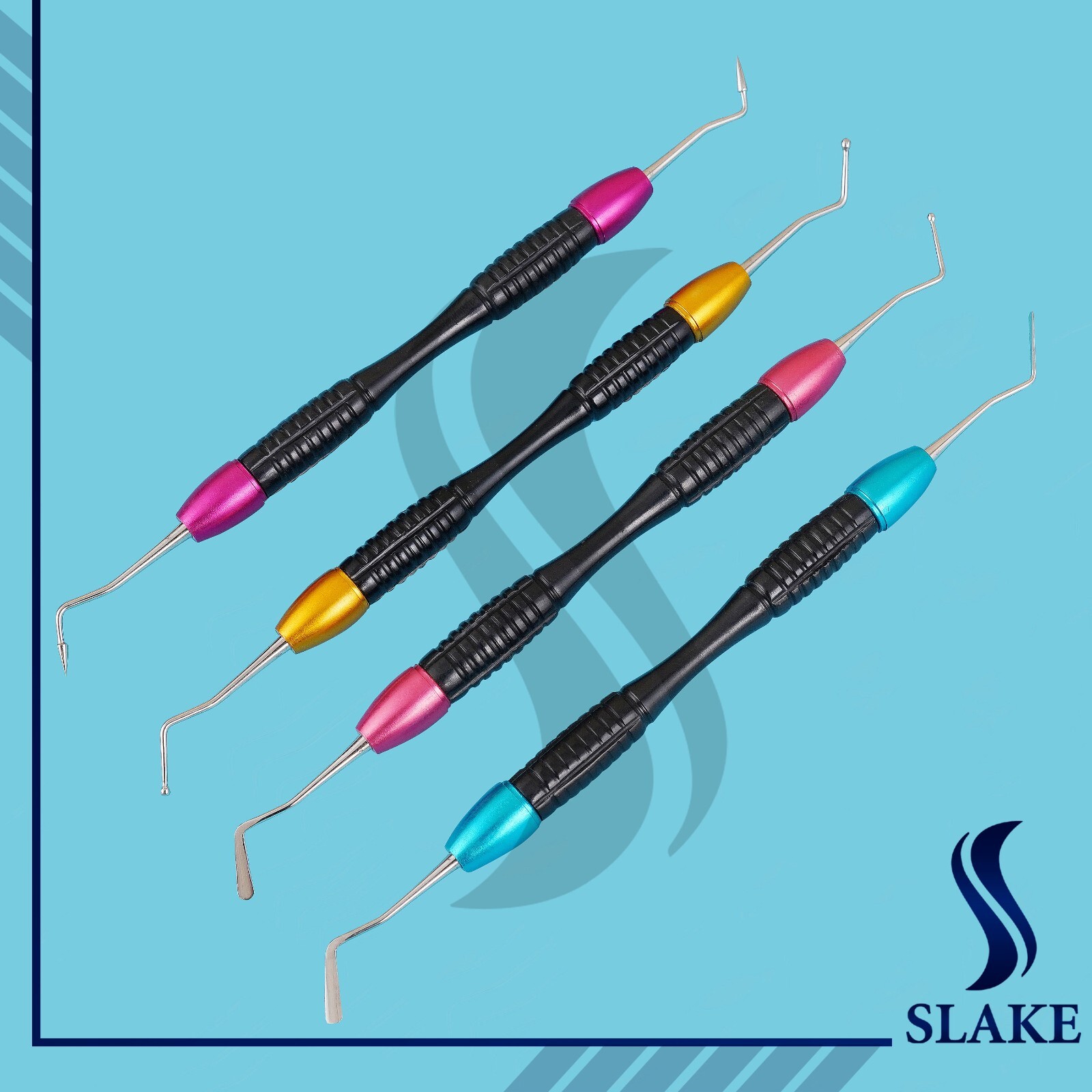 Dental Multi Restorative Composite Filling Instruments Set Cobra Handle Black