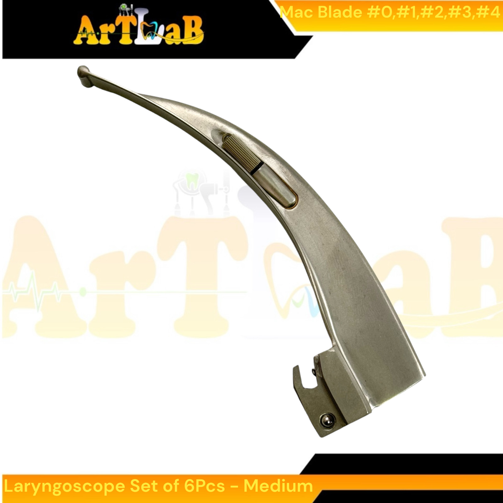 6pcs Set EMT Fiber-Optic Laryngoscope with Mac Blades #0 to #4 & Medium Handle