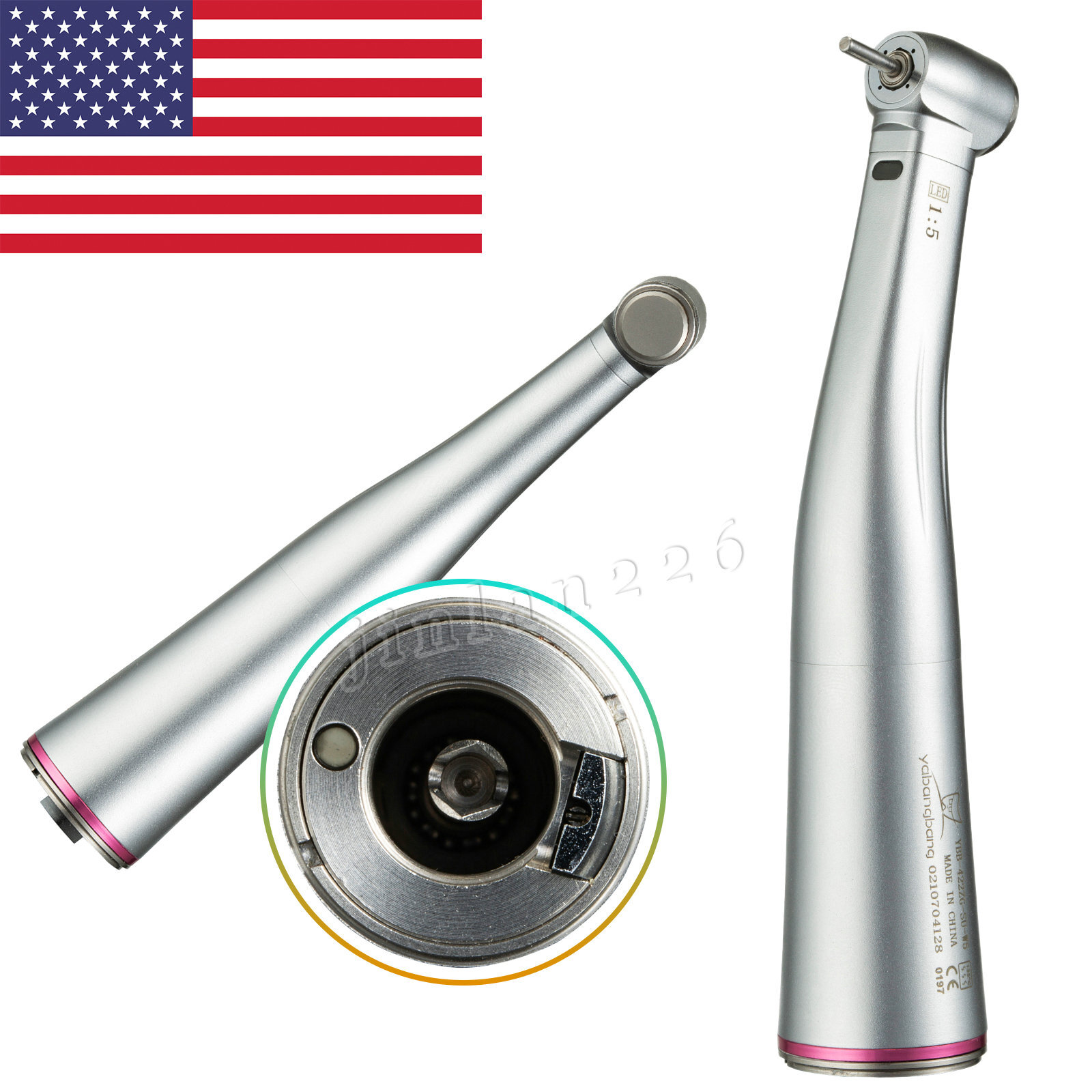 NSK Style LED Dental Electric 1:5 Contra Angle Increasing Speed Handpiece YBB