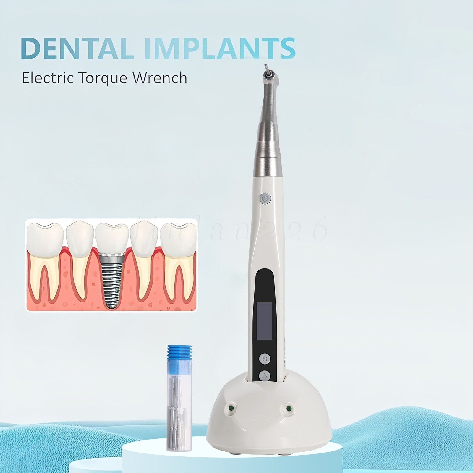 Dental Cordless Implant Electric Torque Wrench Handpiece Tool Driver 360° Rotate