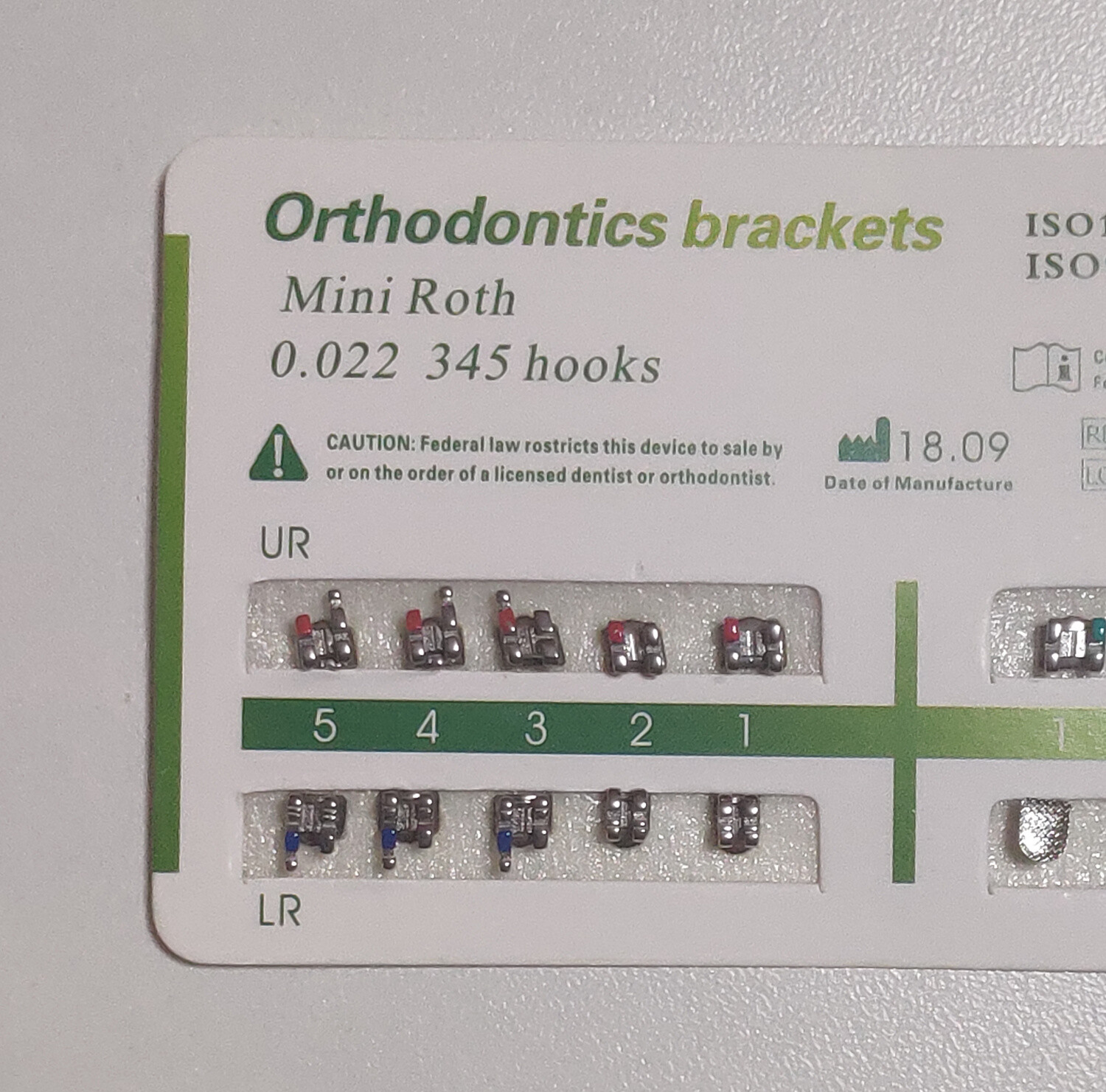 10Sets Dental Ortho Metal Brackets Mini Roth/MBT 022/018 345 hooks Mesh Base